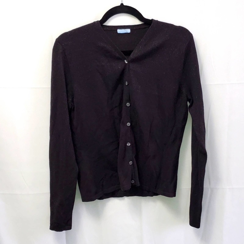 ❤️‍ VINTAGE Urchin by Mark Eisen 90's Black Cardigan with Subtle Silver Shimmer